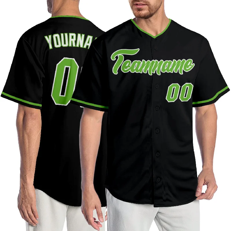 Custom baseball jerseys for teamsCustom Black Neon Green-White Authentic Baseball Jersey