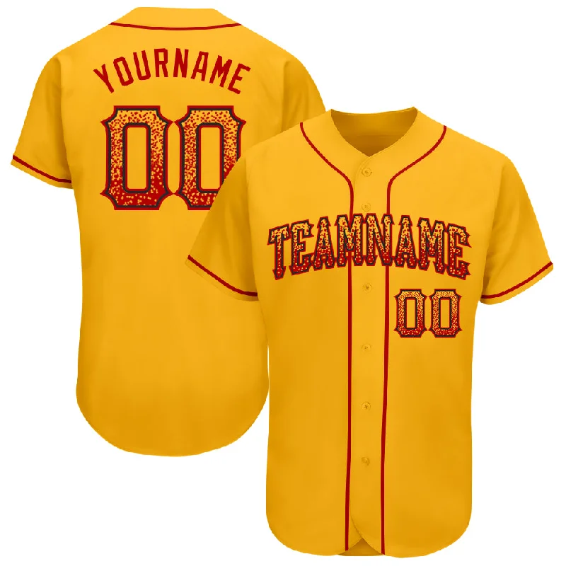 Baseball jerseys for summer leaguesCustom Gold Red-Black Authentic Drift Fashion Baseball Jersey