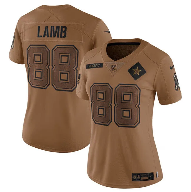 High-quality soccer jerseys for tournamentsWomen's Dallas Cowboys #88 CeeDee Lamb 2023 Brown Salute To Service Limited Football Stitched Jersey(Run Small)