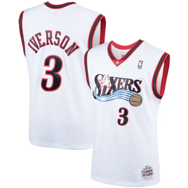 Basketball jerseys with lightweight and durable materialAllen Iverson Philadelphia 76ers Hardwood Classics Swingman Basketball Jersey - White