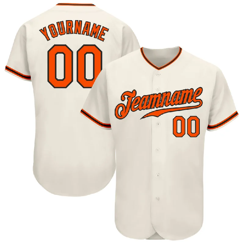 Personalized baseball jerseys for menCustom Cream Orange-Black Authentic Baseball Jersey