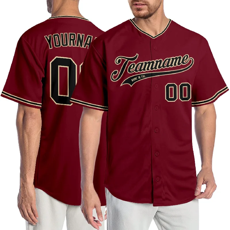 Comfortable baseball jerseys for warm weatherCustom Crimson Black-City Cream Authentic Baseball Jersey