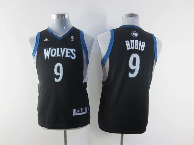 Personalized basketball jerseys for special eventsTimberwolves 9 Rubio Black New Fabric Youth Basketball Jersey