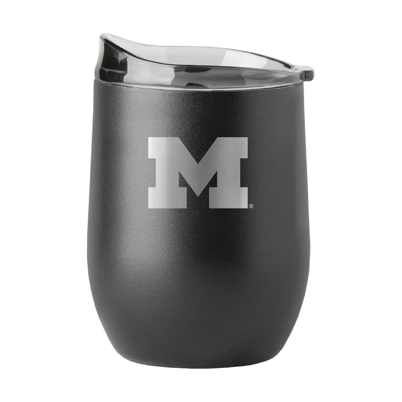 Team cups for charity eventsMichigan 16oz Black Etch Powder Coat Curved Bev