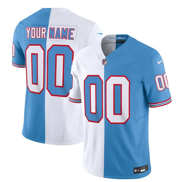 High school soccer jerseys for school teamsMen's Tennessee Titans Active Player Custom White/Blue 2023 F.U.S.E. Split Vapor Limited Throwback Football Stitched Jersey