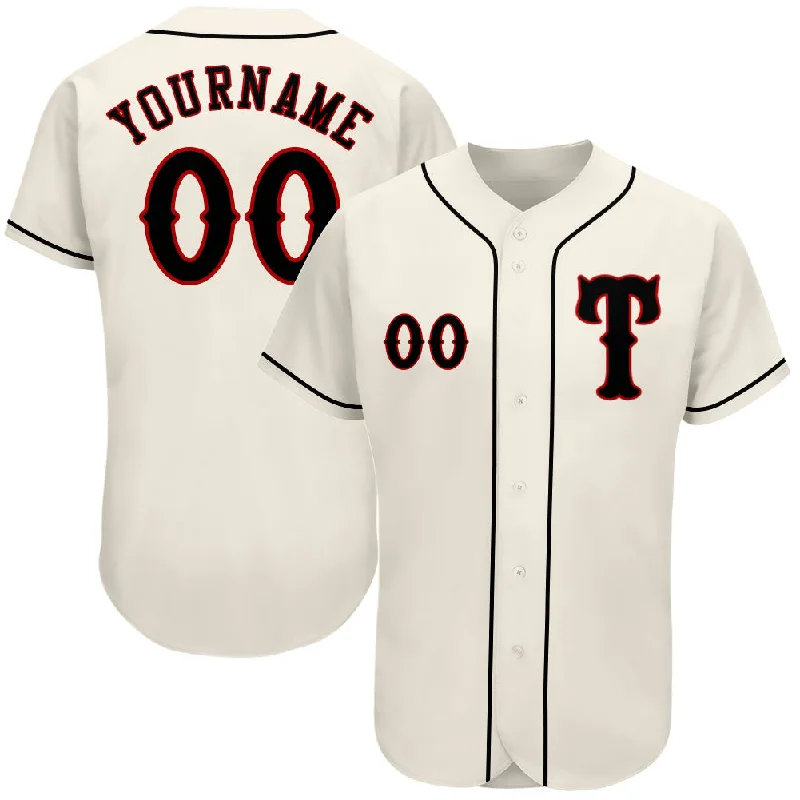 Comfortable baseball jerseys for warm weatherCustom Cream Black-Red Authentic Baseball Jersey