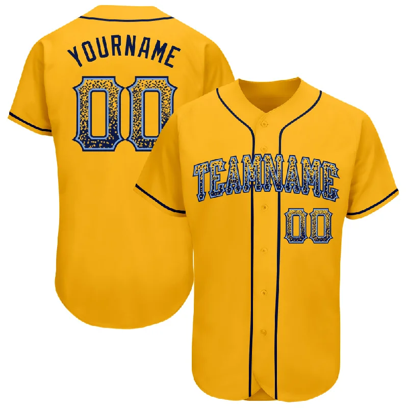 Premium quality baseball jerseys for adultsCustom Gold Navy-Light Blue Authentic Drift Fashion Baseball Jersey