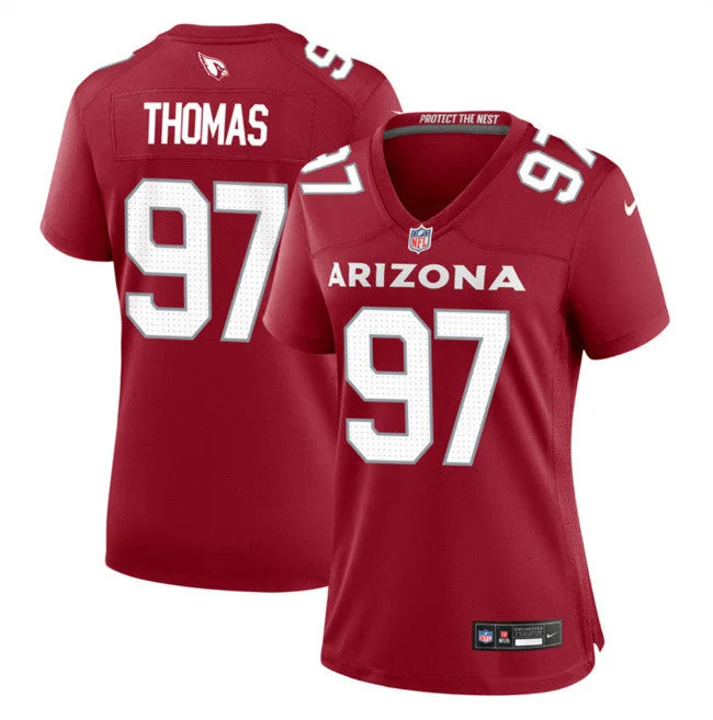 Soccer jerseys with moisture-wicking fabricWomen's Arizona Cardinals #97 Cameron Thomas Red 2023 Football Stitched Jersey(Run Small)