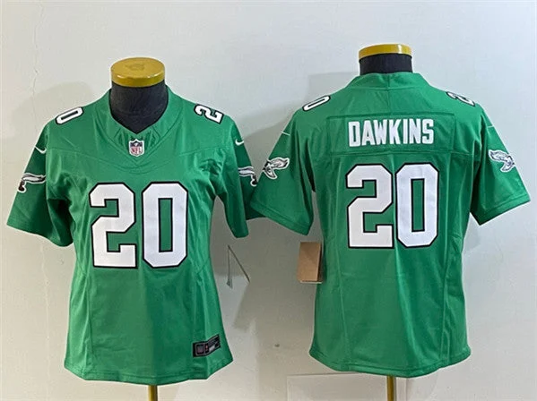 Youth-sized soccer jerseys for tournamentsWomen's Philadelphia Eagles #20 Brian Dawkins Green 2023 F.U.S.E. Football Stitched Jersey(Run Small)