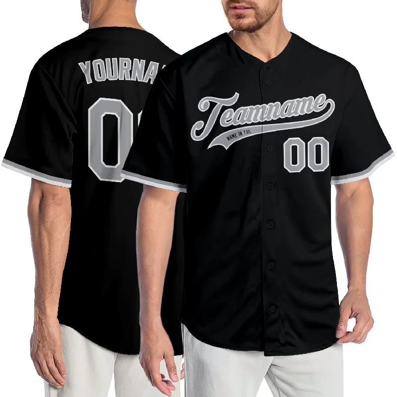 Comfortable baseball jerseys for warm weatherCustom Black Gray-White Authentic Baseball Jersey