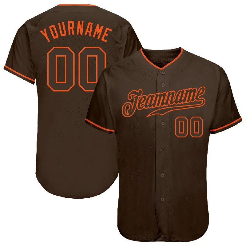 Baseball jerseys for youth athletesCustom Brown Brown-Orange Authentic Baseball Jersey