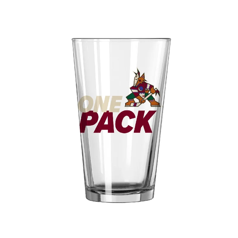 Team cups with custom logosArizona Coyotes 16oz Slogan Pint Glass