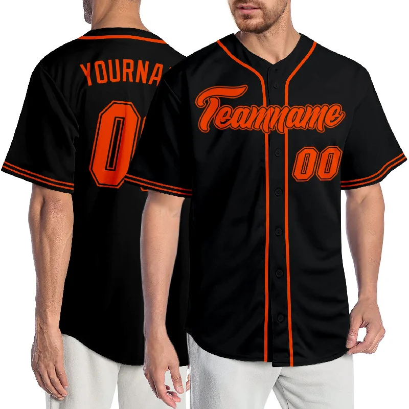 Comfortable baseball jerseys for warm weatherCustom Black Orange-Black Authentic Baseball Jersey