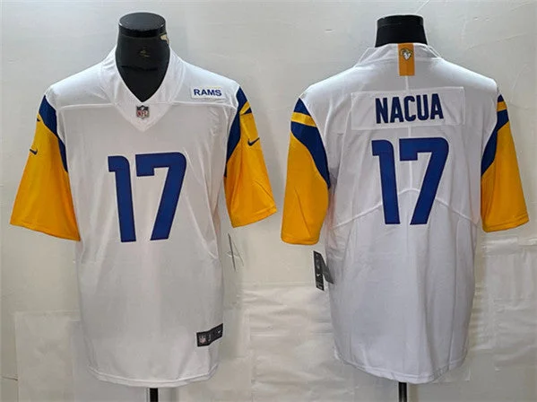 Youth-sized soccer jerseys for tournamentsMen's Los Angeles Rams #17 Puka Nacua White Vapor Untouchable Limited Football Stitched Jersey