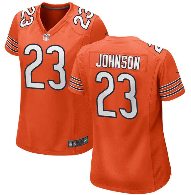 Soccer jerseys for outdoor gamesWomen's Chicago Bears #23 Roschon Johnson Orange Football Stitched Game Jersey(Run Small)