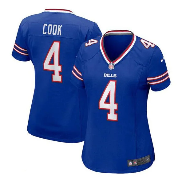 Personalized soccer jerseys for family eventsWomen's Buffalo Bills #4 James Cook Blue Football Stitched Jersey(Run Small)