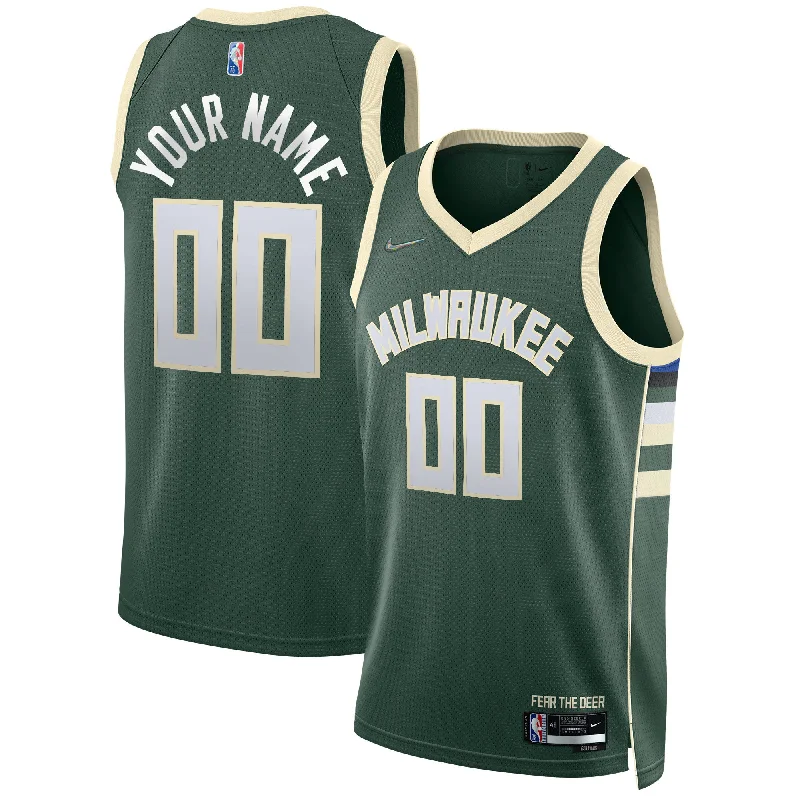 Comfortable basketball jerseys for warm weatherMilwaukee Bucks 2021/22 Diamond Swingman Custom Basketball Jersey - Icon Edition - Hunter Green