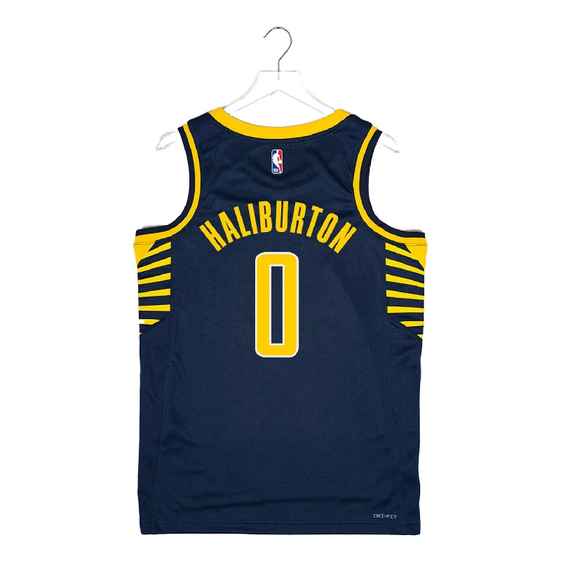 Personalized basketball jerseys with name and numberAdult Indiana Pacers #0 Tyrese Haliburton Icon Swingman Jersey by Nike