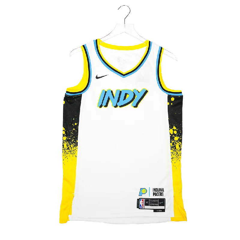 Custom-designed basketball jerseys for teamsAdult Indiana Pacers 24-25' CITY EDITION Custom Swingman Jersey in White by Nike