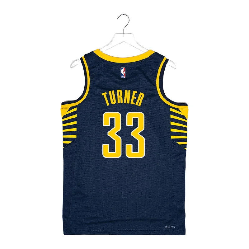 Lightweight basketball jerseys for summer gamesAdult Indiana Pacers #33 Myles Turner Icon Swingman Jersey by Nike