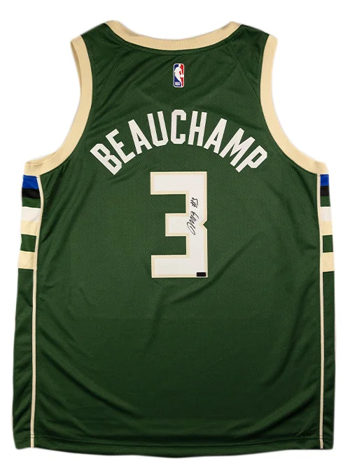 Custom basketball jerseys for adult leaguesSigned Nike Icon Edition Marjon Beauchamp Milwaukee Bucks Swingman Jersey