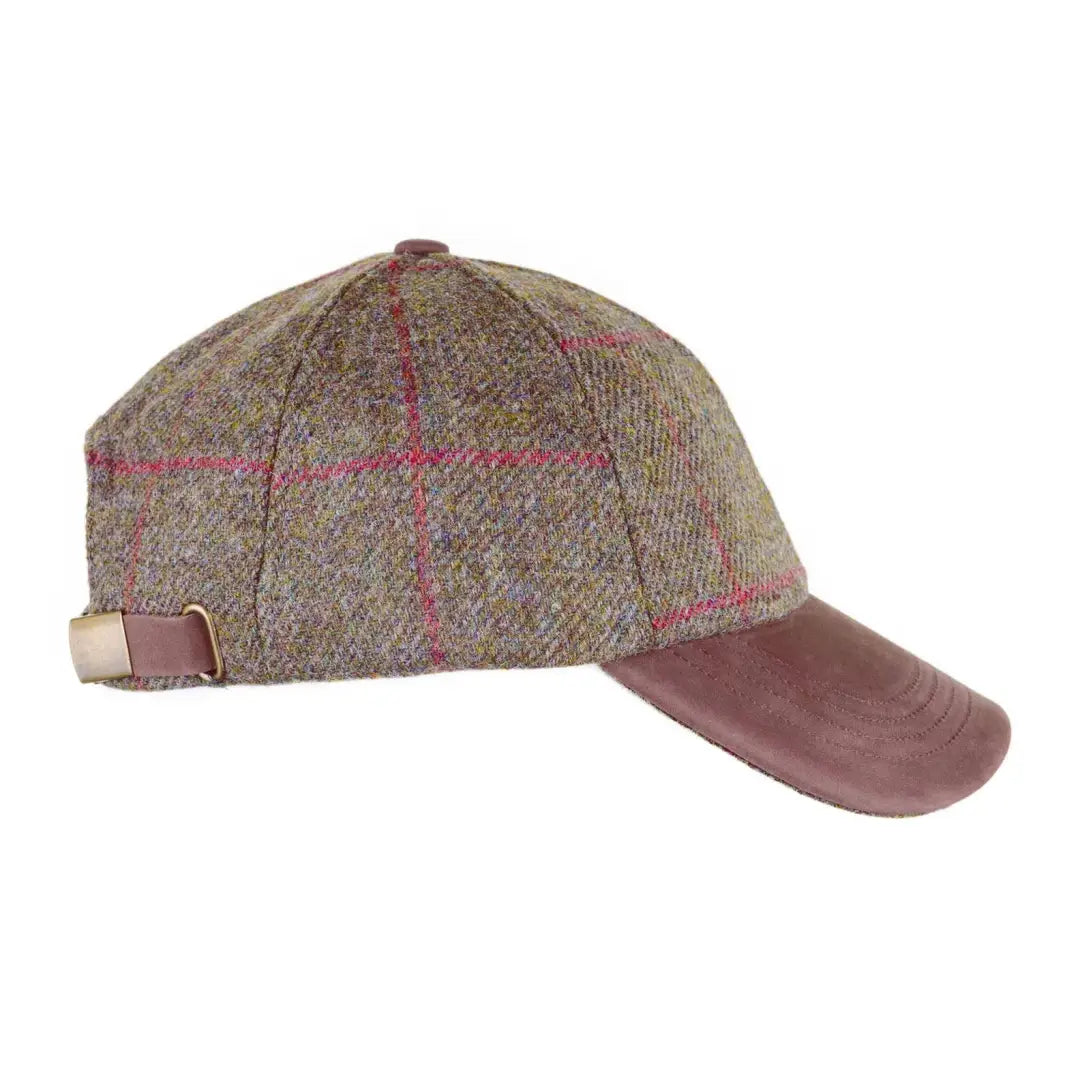 Baseball caps for different head shapesHeather Tyndrum British Tweed Leather Peak Baseball Cap