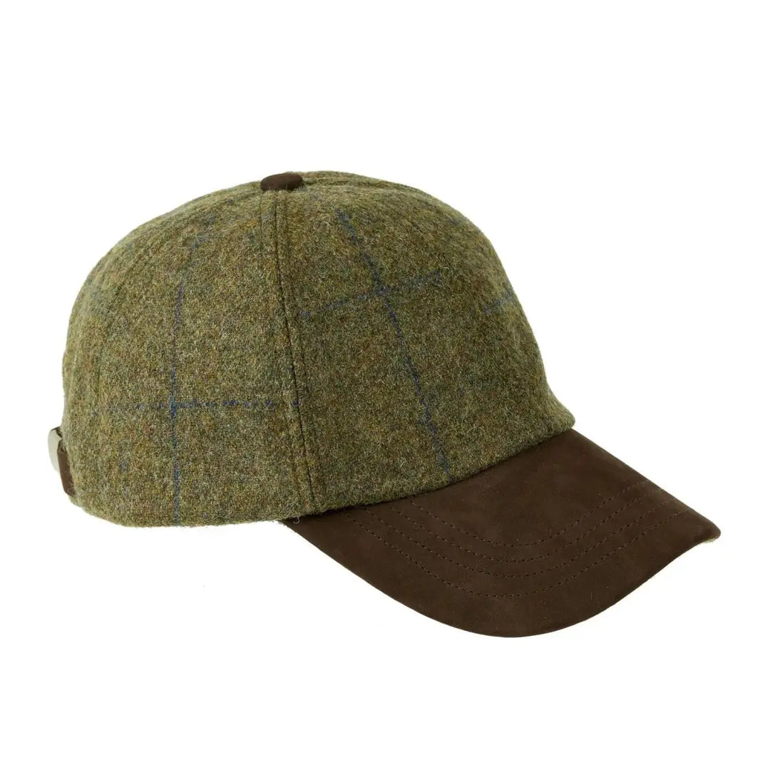 Baseball caps for specific leaguesHeather Tyndrum British Tweed Leather Peak Baseball Cap