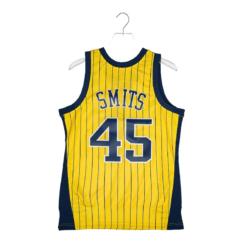 Best basketball jerseys for kids’ teamsAdult Indiana Pacers Rik Smits #45 Gold Pinstripe Hardwood Classic Jersey by Mitchell and Ness