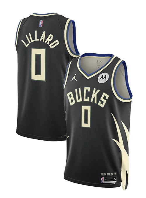 Cheap custom basketball jerseys for leaguesJordan 2022 Statement Edition Damian Lillard Milwaukee Bucks Swingman Jersey