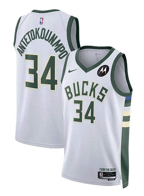 Basketball jerseys with unique patterns and printsNike 2022 Association Edition Giannis Antetokounmpo Milwaukee Bucks Swingman Jersey