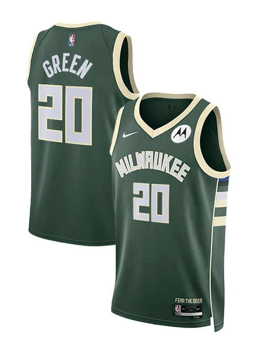 Basketball jerseys for professional leaguesNike 2022 Icon Edition AJ Green Milwaukee Bucks Swingman Jersey