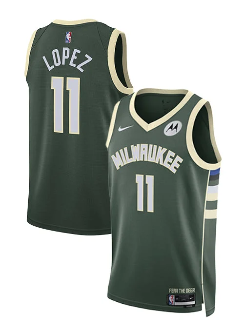 Basketball jerseys with stretchable fabric for comfortNike 2022 Icon Edition Brook Lopez Milwaukee Bucks Swingman Jersey