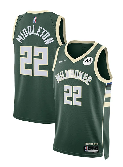 Basketball jerseys with large numbers for visibilityNike 2022 Icon Edition Khris Middleton Milwaukee Bucks Swingman Jersey