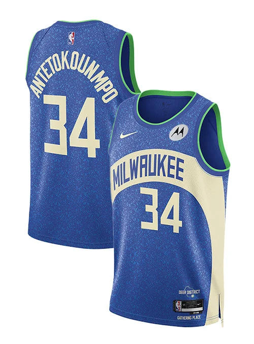 Best basketball jerseys for kids’ teamsNike 2023-24 City Edition Giannis Antetokounmpo Milwaukee Bucks Swingman Jersey