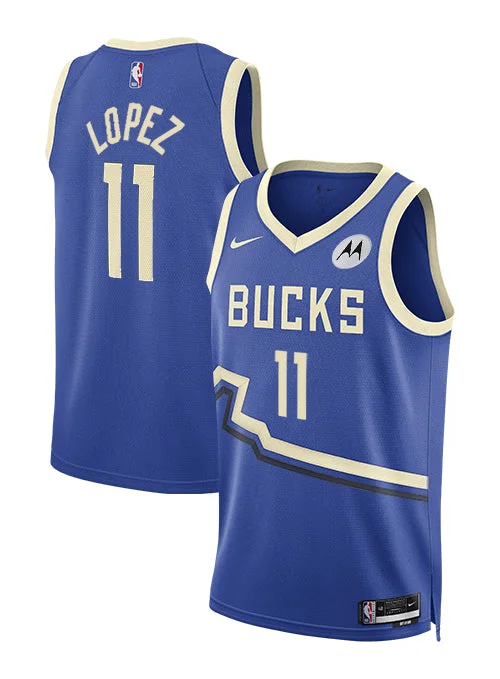 Custom basketball jerseys with team logosNike 2024-25 City Edition Brook Lopez Milwaukee Bucks Swingman Jersey