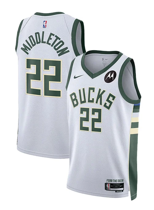 Basketball jerseys for recreational playersNike Dri-FIT 2022 Association Edition Khris Middleton Milwaukee Bucks Swingman Jersey