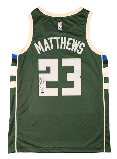 Personalized basketball jerseys with name and numberSigned Nike Icon Edition Wesley Matthews Milwaukee Bucks Swingman Jersey