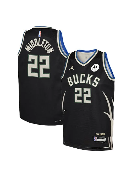 Basketball jerseys for fans with team namesYouth Jordan 2022 Statement Edition Khris Middleton Milwaukee Bucks Swingman Jersey