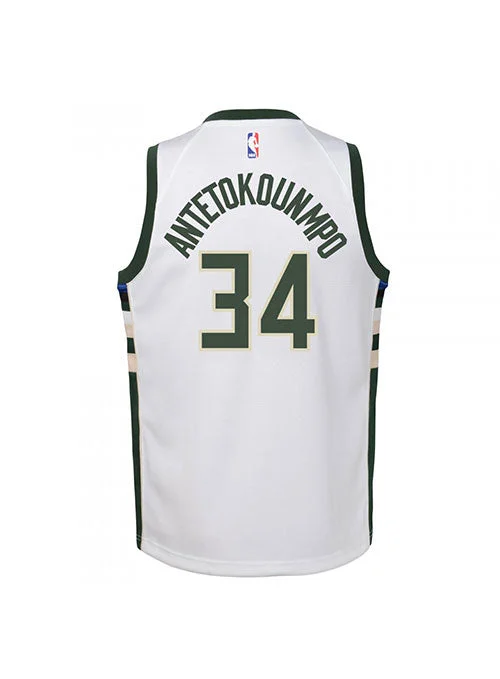 Basketball jerseys with mesh fabric for ventilationYouth Nike 2022 Association Giannis Antetokounmpo Milwaukee Bucks Swingman Jersey