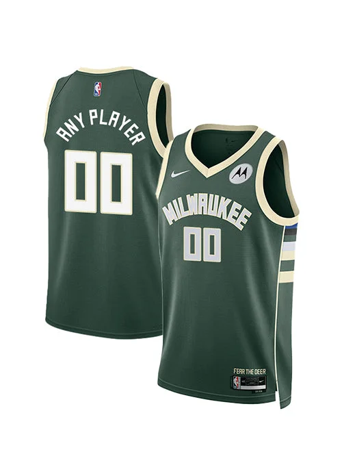 Women’s basketball jerseys with team logoYouth Nike 2022 Icon Edition Custom Milwaukee Bucks Swingman Jersey