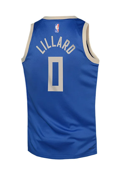 Basketball jerseys for women’s leaguesYouth Nike 2024-25 City Edition Damian Lillard Milwaukee Bucks Swingman Jersey