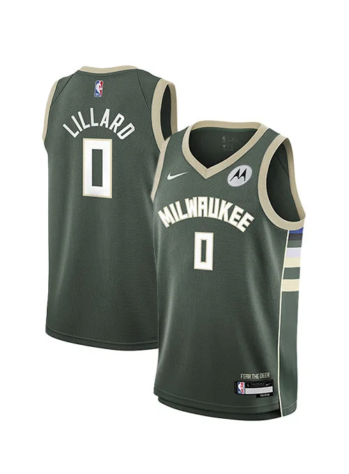 Basketball jerseys for casual wearYouth Nike Icon Damian Lillard Milwaukee Bucks Swingman Jersey