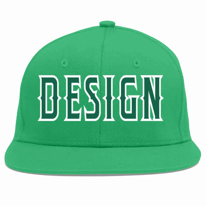 Baseball caps for casual wearCustom Teal Kelly Green-White Flat Eaves Sport Baseball Cap