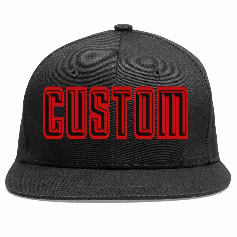 Baseball caps for specific leaguesCustom Black Black-Red Casual Sport Baseball Cap