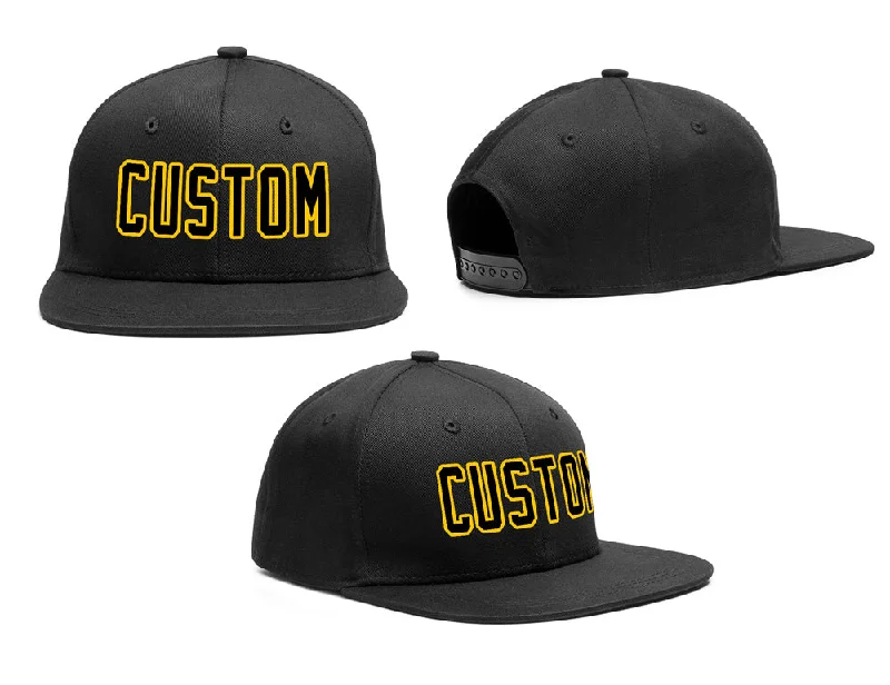 Baseball caps for summerCustom Black Black-Yellow Outdoor Sport Baseball Cap