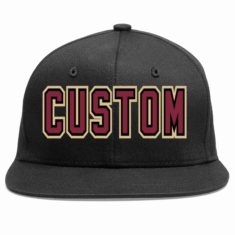 Baseball caps for different head shapesCustom Black Crimson-Black Casual Sport Baseball Cap