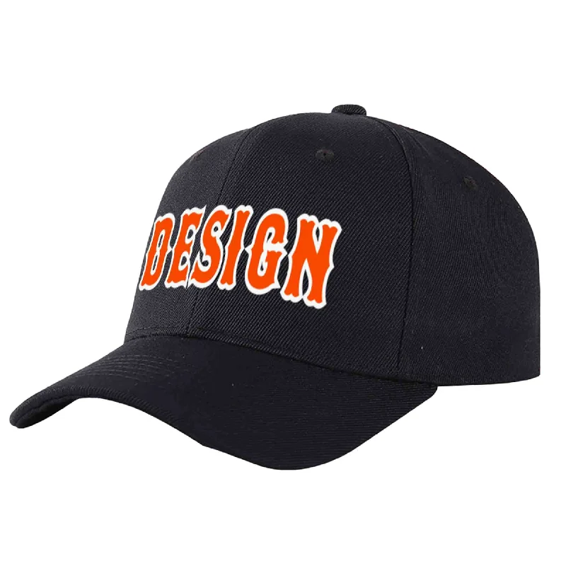 Baseball caps for sportsCustom Black Orange-White Curved Eaves Sport Design Baseball Cap