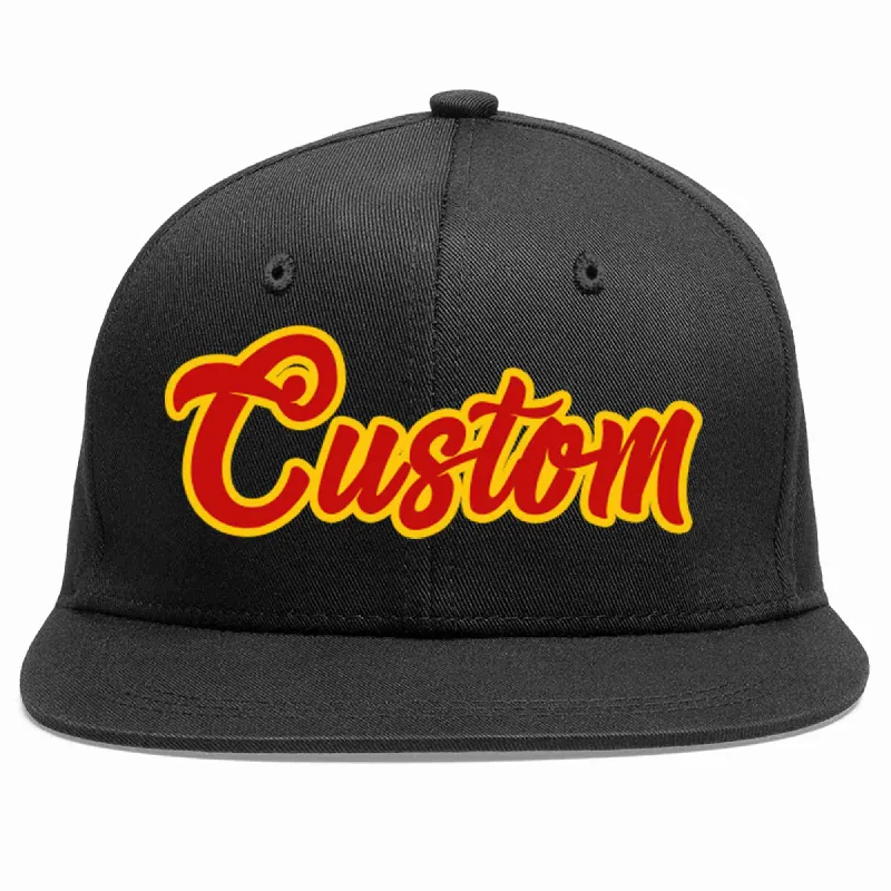 Baseball cap material comparisonCustom Black Red-Yellow Casual Sport Baseball Cap