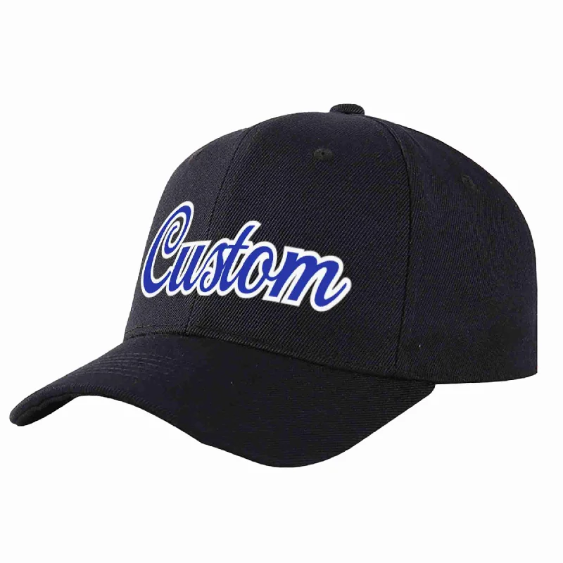 Baseball caps for teenagersCustom Black Royal-White Curved Eaves Sport Baseball Cap Design for Men/Women/Youth