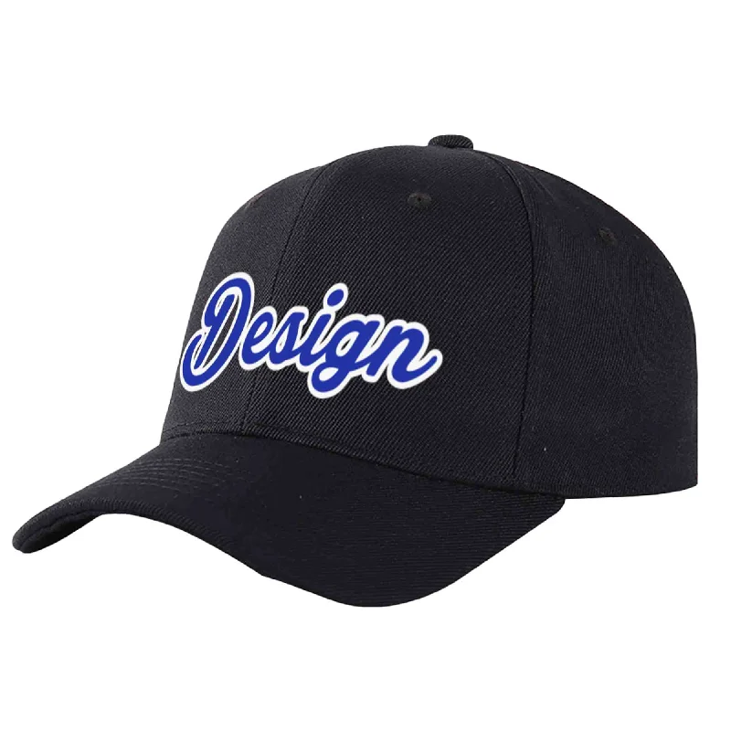 Baseball cap sets and bundlesCustom Black Royal-White Curved Eaves Sport Design Baseball Cap